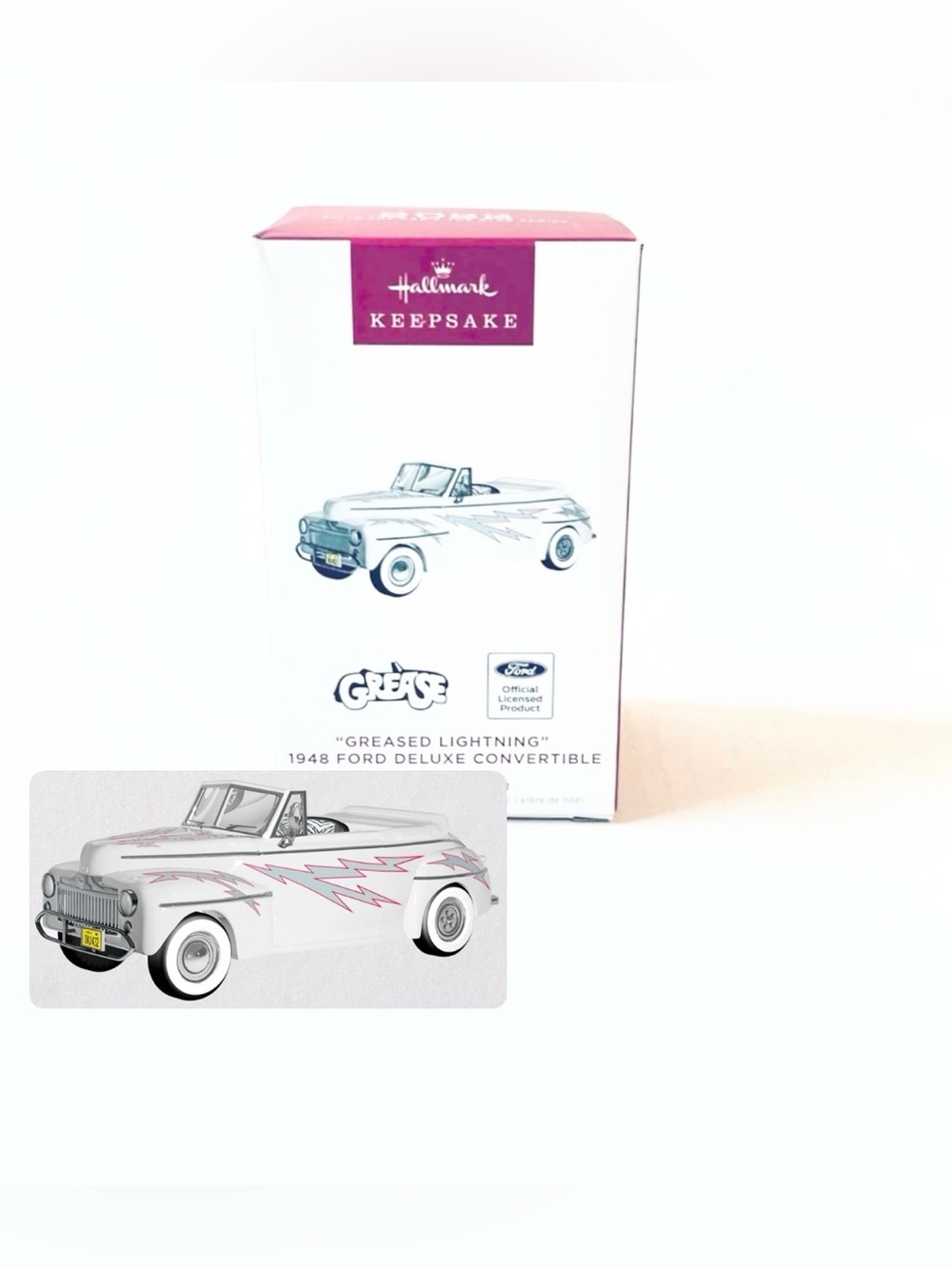 Hallmark Keepsake 2022 Greased Lightning 1948 Ford Deluxe Convertible Ornament